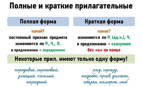 Правила определения формы прилагательных