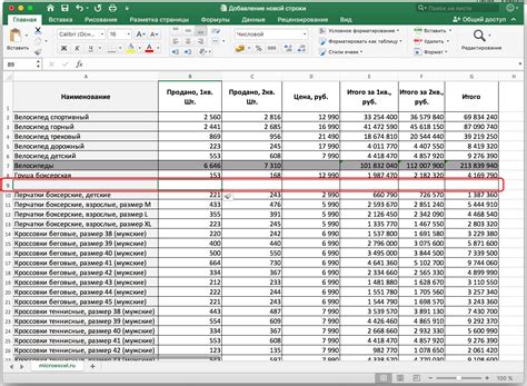 Преимущества добавления новой строки вниз таблицы Excel