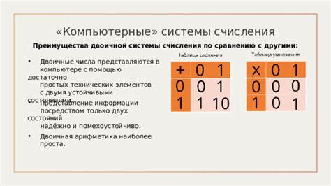 Преимущества использования двоичной системы