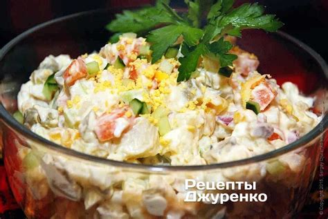 Приготовление оливье с мясом