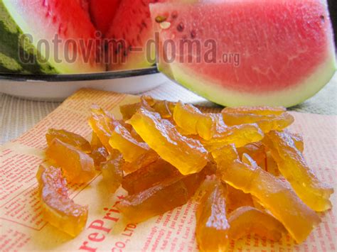 Приготовление цукатов из арбузных корок