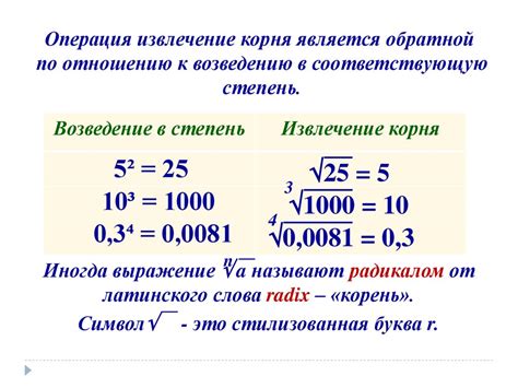 Пример вычисления корня 4-й степени из числа