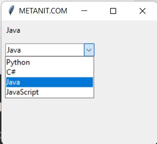 Пример использования метода set() для очистки combobox в Python