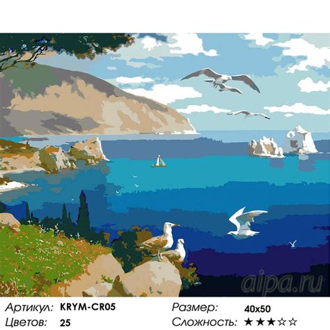 Прорисовка контуров чаек и моря на холсте