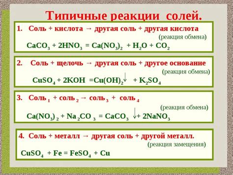 Реакции солей