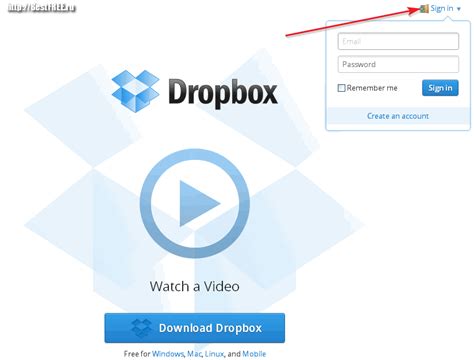 Регистрация и вход в аккаунт Dropbox