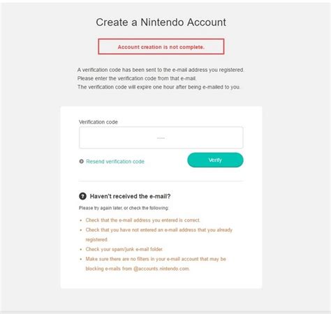 Регистрация учетной записи Nintendo
