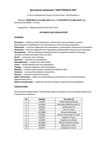 Регламент команды строителей