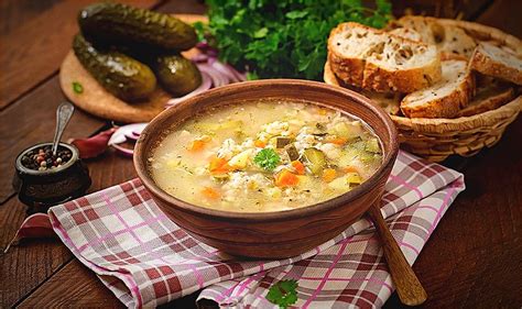 Рецепты супа с огурцами рассольник