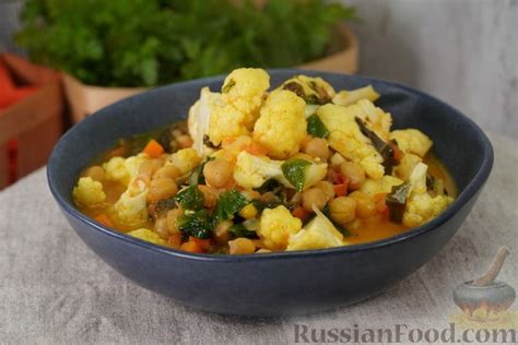 Рецепт цветной капусты с кокосовым молоком и карри