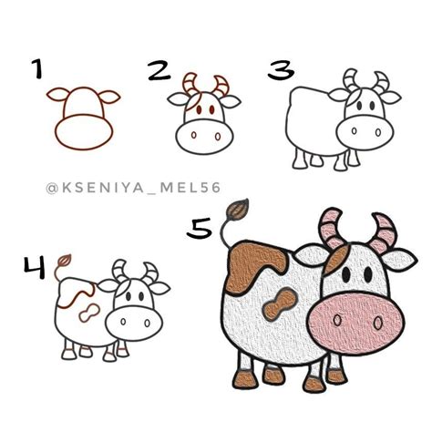 Схема рисования коровы фломастерами