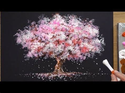 Техника рисования цветущих деревьев в акриле: шаг за шагом