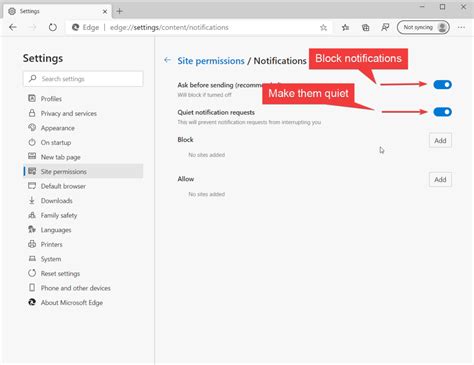 Уведомления в Microsoft Edge: как отключить их отображение