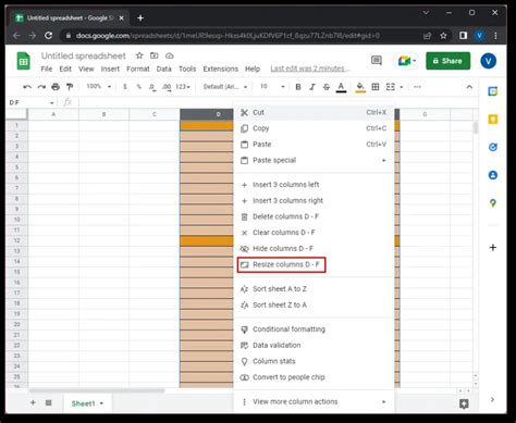 Увеличение размера ячейки вниз Google Sheets