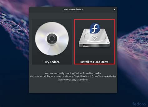 Удаление Fedora Linux через установочный диск