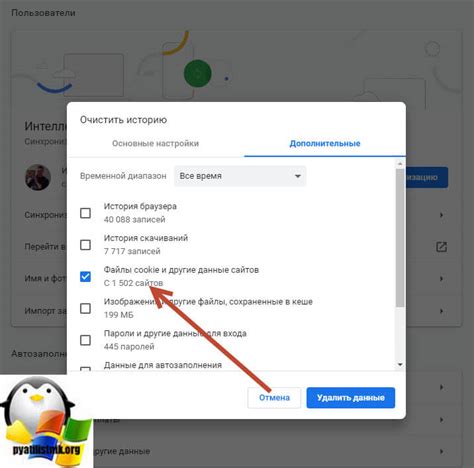 Удаление cookies в Google Chrome