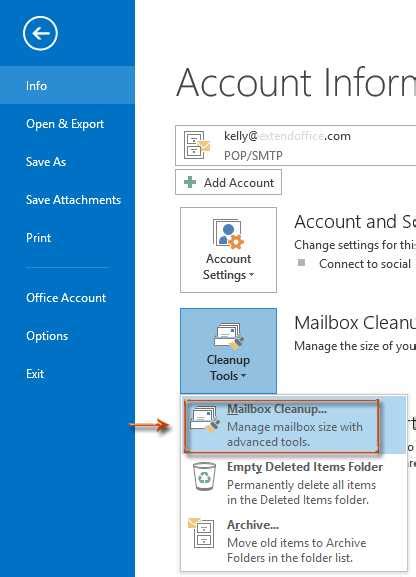 Узнайте свой текущий объем почтового ящика в Outlook Exchange