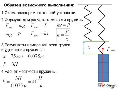 Формула для вычисления коэффициента жесткости