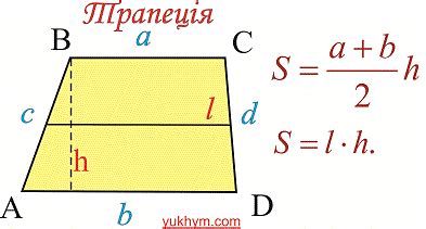 Формула для вычисления площади трапеции: