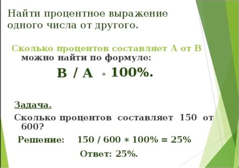 Формула для вычисления процента