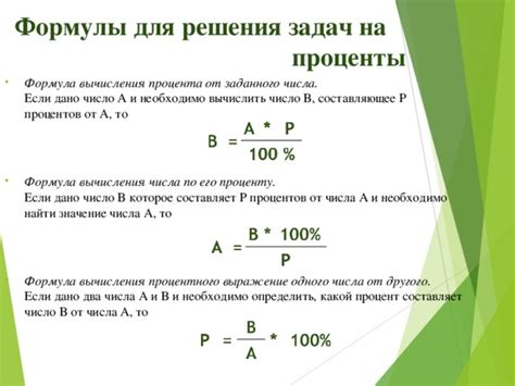 Формула для расчета стоимости по проценту