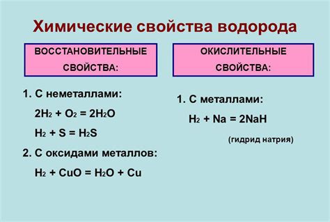 Химические свойства водорода и его необычный химический состав