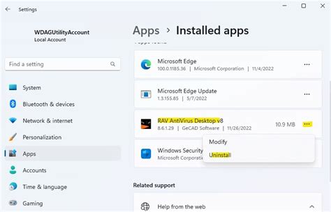 Шаги для успешного удаления Rav Endpoint Protection