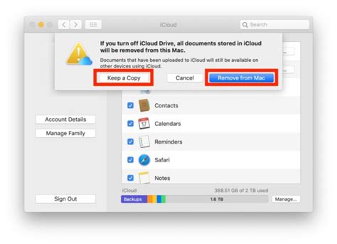 Шаги по отключению iCloud на Mac OS