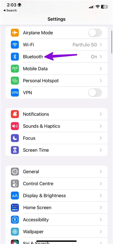 Шаг 1: Откройте настройки Bluetooth на iPhone