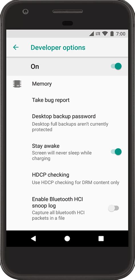 Шаг 1. Запустите Android Developer Options