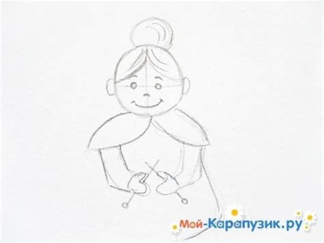 Шаг 2: Рисование лица бабушки