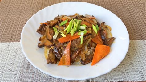 Шашлык с замороженными грибами шиитаке и овощами