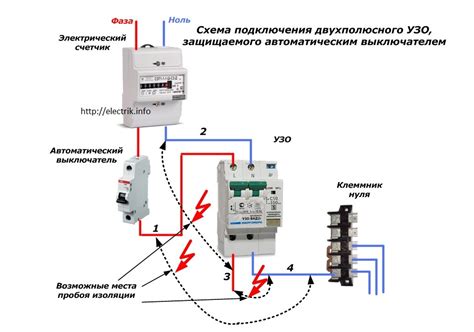 Этапы подключения автоматического УЗО