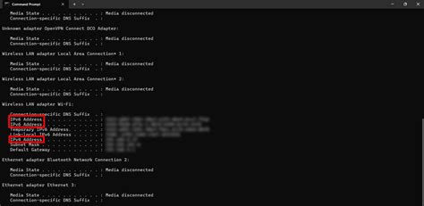 ipconfig – определение IPv4 и IPv6 адреса